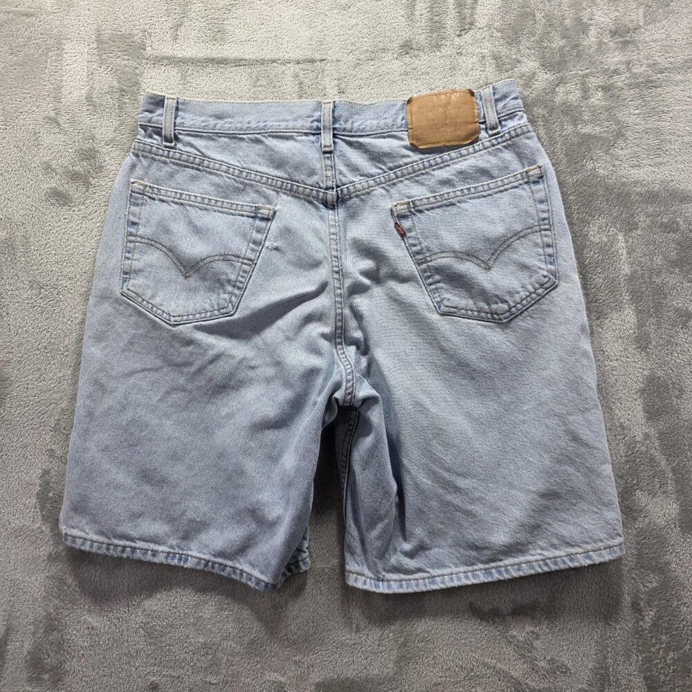 Levis 550 Shorts Mens 36 Blue Denim Relaxed Fit Light Wash Distressed Chino